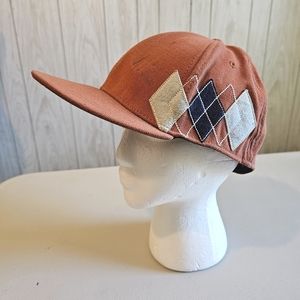 Orange Fitted Hat Diamonds Hidden Pocket